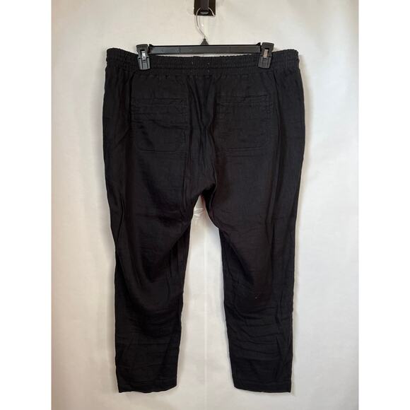 Lou & Grey Black Linen & Viscose Blend Pull On Drawstring Waist Pants Size Large - Picture 4 of 7